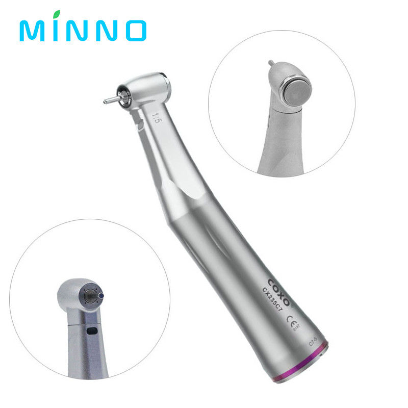 Zahnmedizinisches 1/5 Niedriggeschwindigkeitshandstück mit erhöhtem rotem Ring Kontrawinkel Interner Wasserspray für E-Typ-Motor