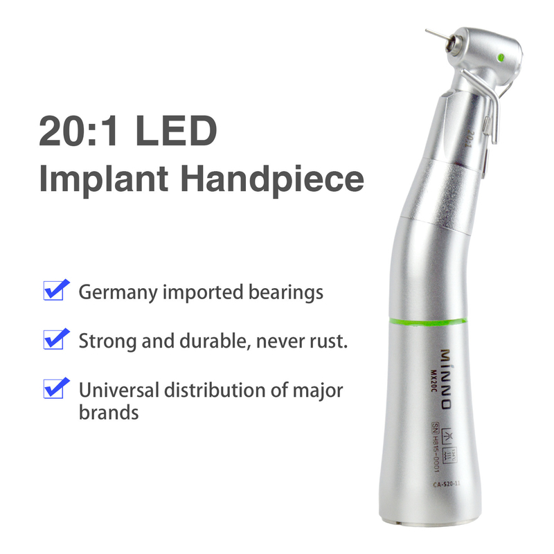 20:1 Abnehmbarer Kopf-Implantat-Winkelstück für chirurgischen Motor mit Lichtleiter